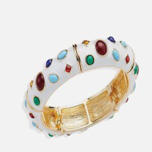 Park Lane "Wild " Stretchy White Enamel CRYSTALS Bangle Bracelet NWT